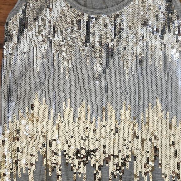 Forever 21 gray women's large gray tank top silver and gold bling sequins - Picture 4 of 5